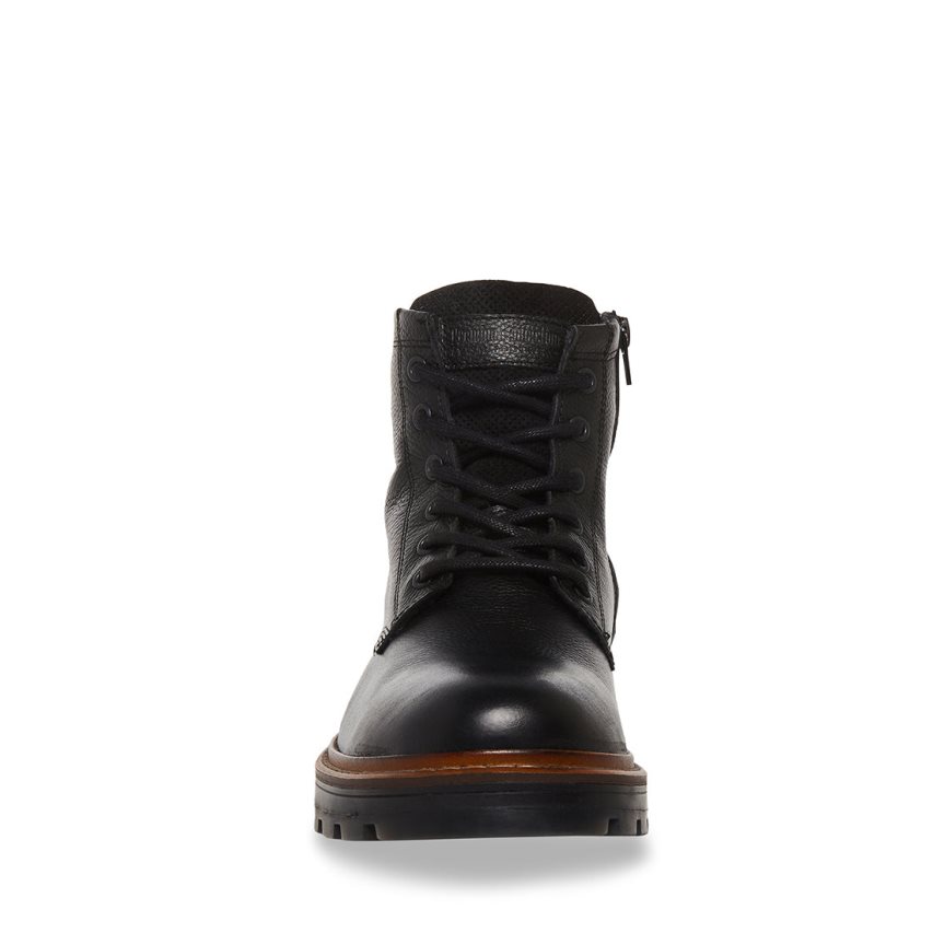 Black Steve Madden Lucius Leather Men's Ankle Boots | PH 0825UHX